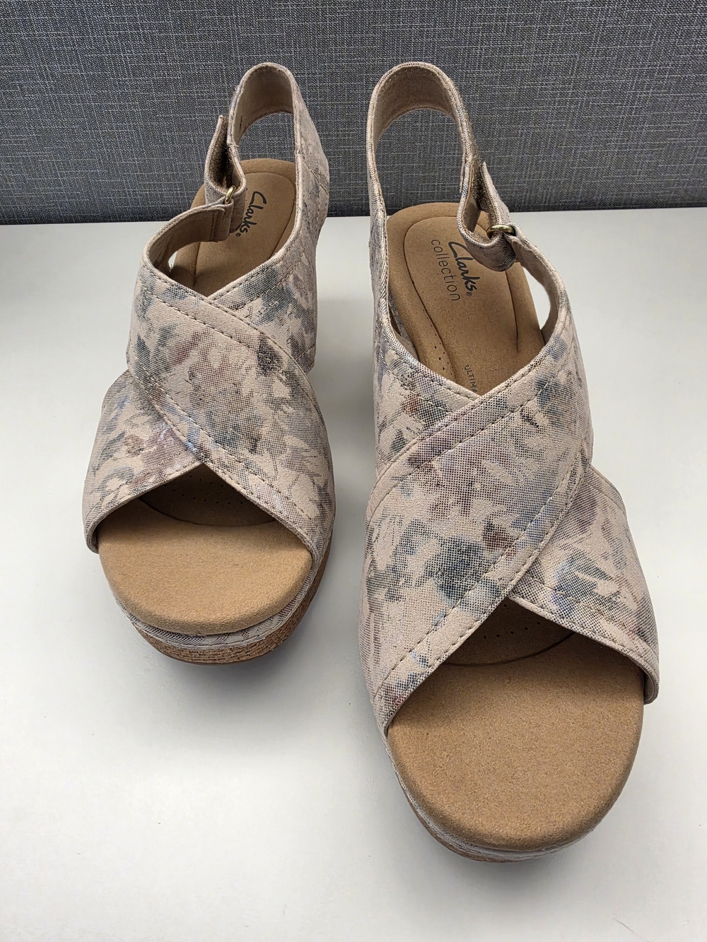 Clarks Collection Floral Slingback Wedge Sandals (NEW)